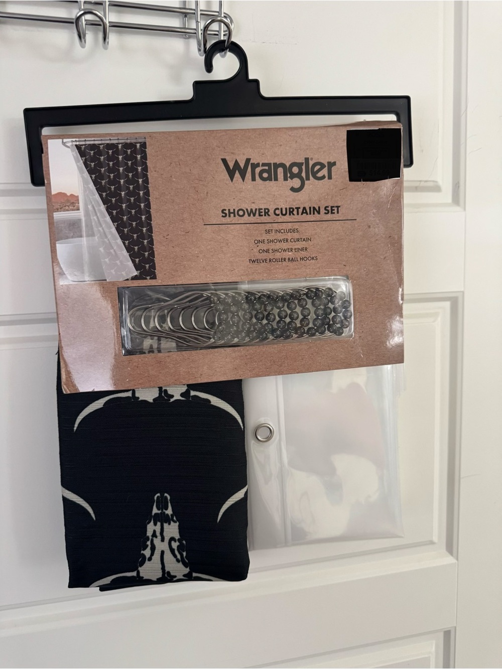 Wrangler steer head pattern Black and White Shower Curtain Set